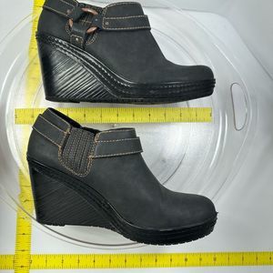 Dr. Scholl's Blakely Black Wedge Bootie, size 9, faux leather, high heel wedge,